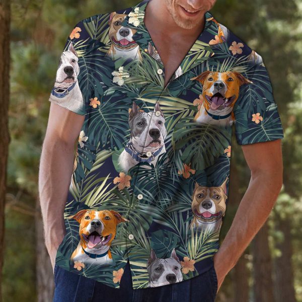 American Staffordshire Terrier Tropical Plants G5706 - Hawaii Shirt Jezsport.com