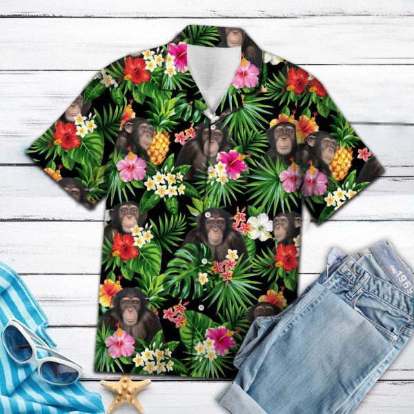 Chimpanzee Pineapple Tropical Hawaii Shirt Jezsport.com