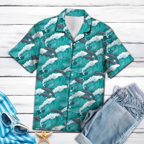 Dolphin Waves Hawaii Shirt Jezsport.com