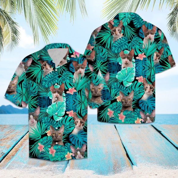 Cornish Rex Green Tropical Hawaii Shirt Jezsport.com