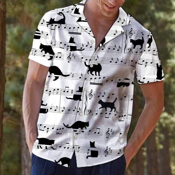 Black Cat Music Notes G5707 - Hawaii Shirt Jezsport.com