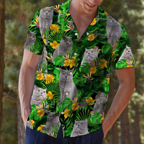 British Shorthair Tropical Wild Flowers T0707 - Hawaii Shirt Jezsport.com