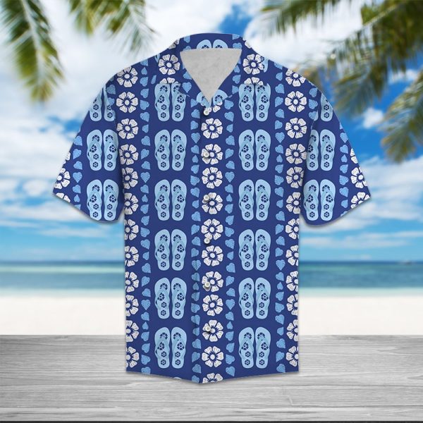 Flip-flops Blue Floral Hawaii Shirt Jezsport.com