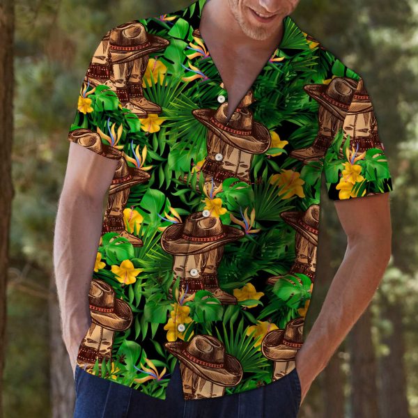 Cowboy Tropical Wild Flower Hawaii Shirt Jezsport.com