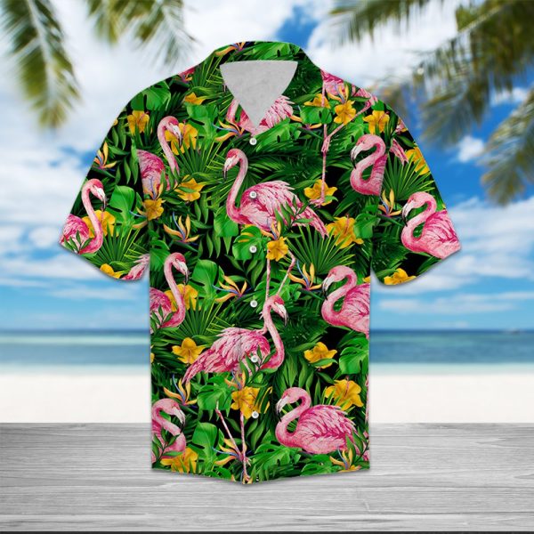 Flamingo Tropical Wild Flower Hawaii Shirt Jezsport.com