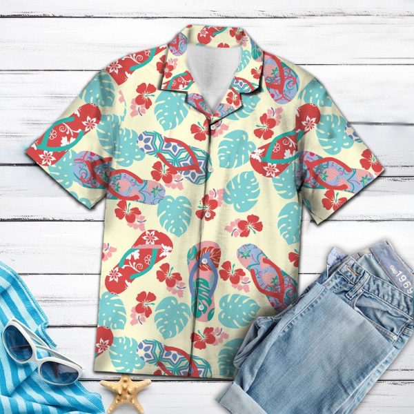 Flip-Flop Tropical Pattern Hawaii Shirt Jezsport.com