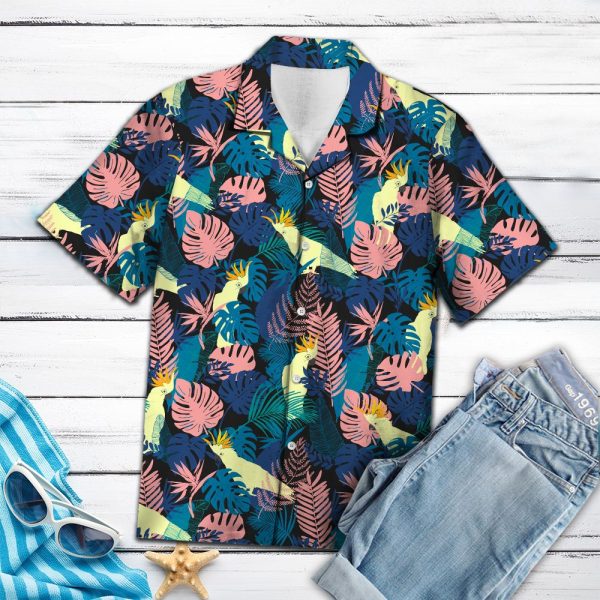 Cockatoo Parrot Palm Leaves Hawaii Shirt Jezsport.com