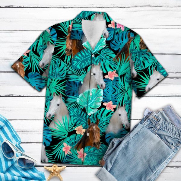 Arabian Horse Green Tropical G5709- Hawaii Shirt Jezsport.com