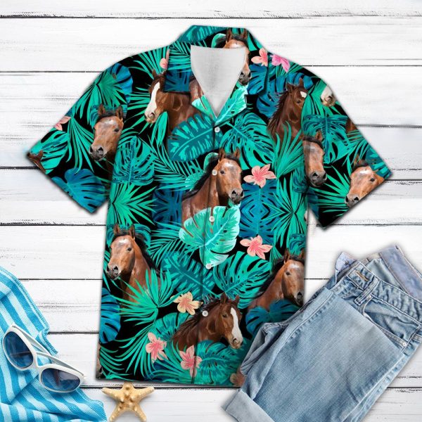 American Quarter Horse Green Tropical G5709 - Hawaii Shirt Jezsport.com