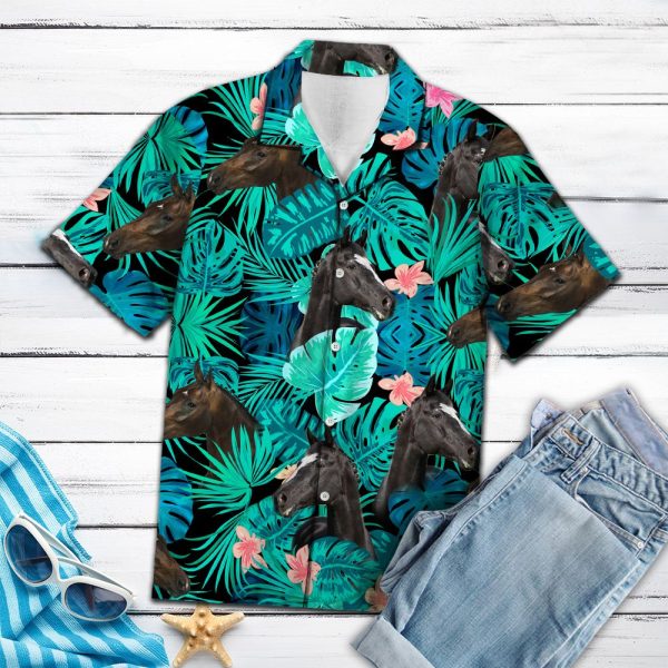 Dutch Warmblood Green Tropical Hawaii Shirt Jezsport.com