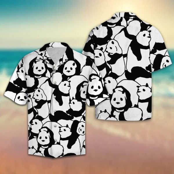 Black and White Cute Panda G5709 - Hawaii Shirt Jezsport.com