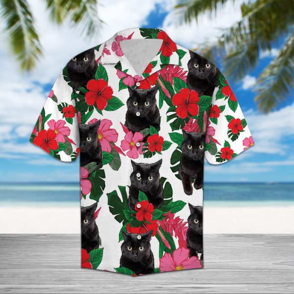 Black Cat Hibiscus D0907 - Hawaii Shirt Jezsport.com