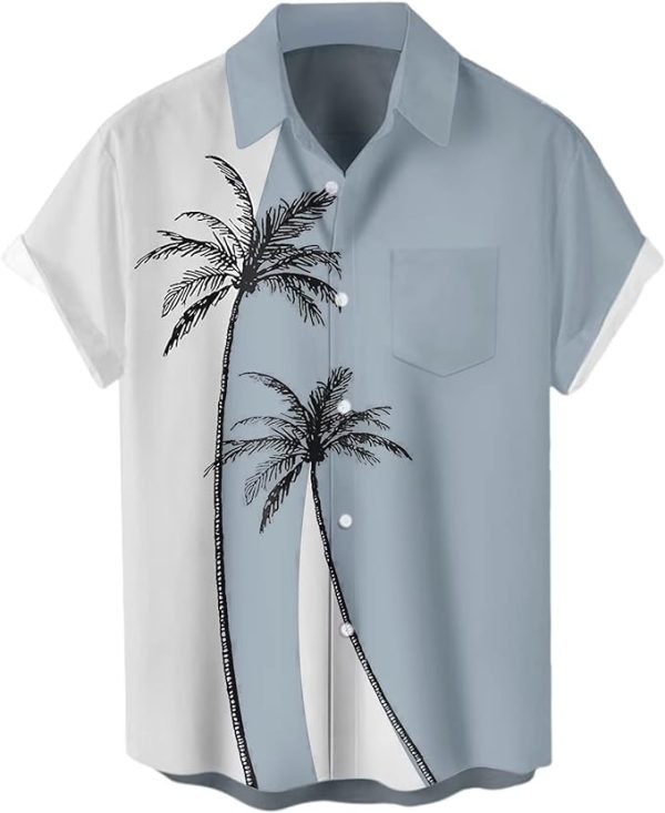 Men's Short Sleeve Button Down Vintage Bowling Shirts Hawaiian Casual Printed Beach Shirt Summer Regular Fit Top Jezsport.com