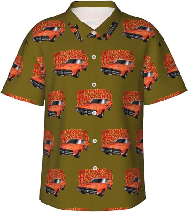 Men's Short Sleeve Hawaiian Tshirt for Hazzard Dukes T Shirt,Classic tee Lapel Collar top Jezsport.com