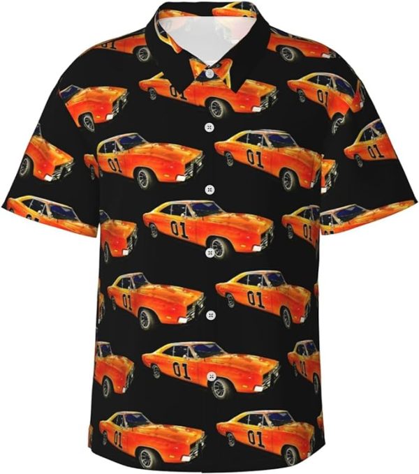 Mans Short Sleeve Hawaiian Tshirt for Hazzard Dukes T-Shirt,Soft T Shirts Lapel Collar Clothing Jezsport.com