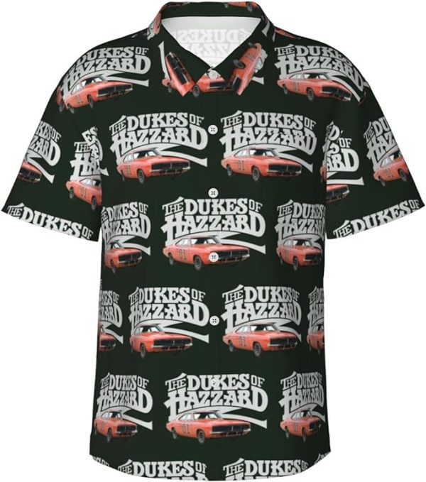 Mens Short Sleeve Hawaiian Tshirt for Hazzard Dukes tee,Music T Shirt Lapel Collar Clothing Jezsport.com