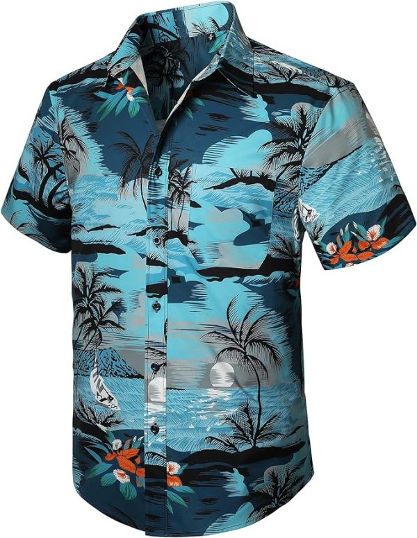 Men's Hawaiian Shirts Short Sleeve Casual Floral Button Down Tropical Shirt Summer Holiday Beach Aloha Hawaii Shirt Jezsport.com