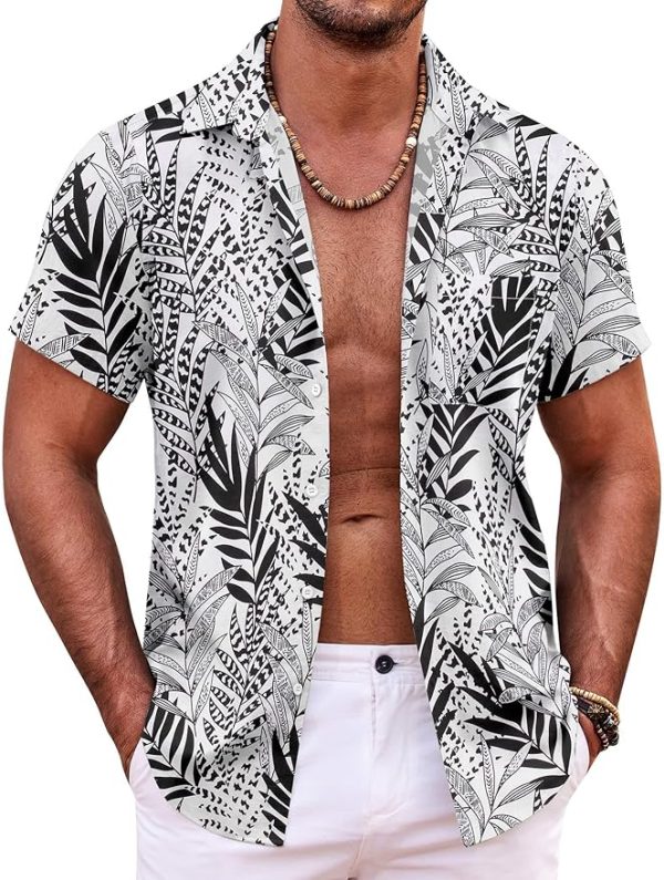 Mens Hawaiian Shirt Short Sleeve Button Down Shirts Tropical Summer Beach Shirts Casual Floral Aloha Shirts Jezsport.com