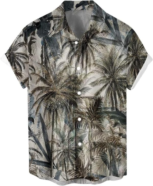 Men's Short Sleeve Button Down Vintage Bowling Shirts Hawaiian Casual Printed Beach Shirt Summer Regular Fit Top Jezsport.com