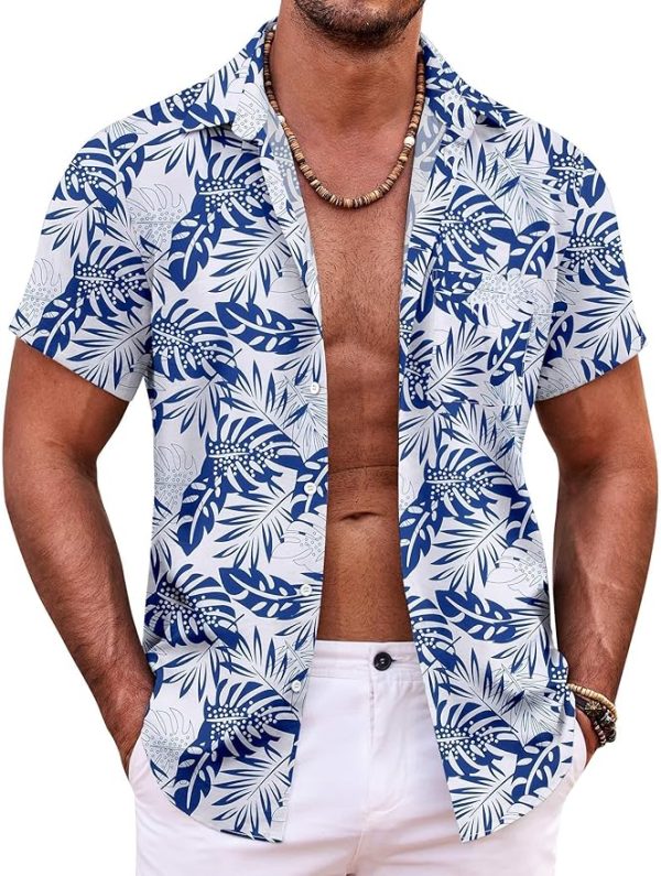 Mens Hawaiian Shirt Short Sleeve Button Down Shirts Tropical Summer Beach Shirts Casual Floral Aloha Shirts Jezsport.com