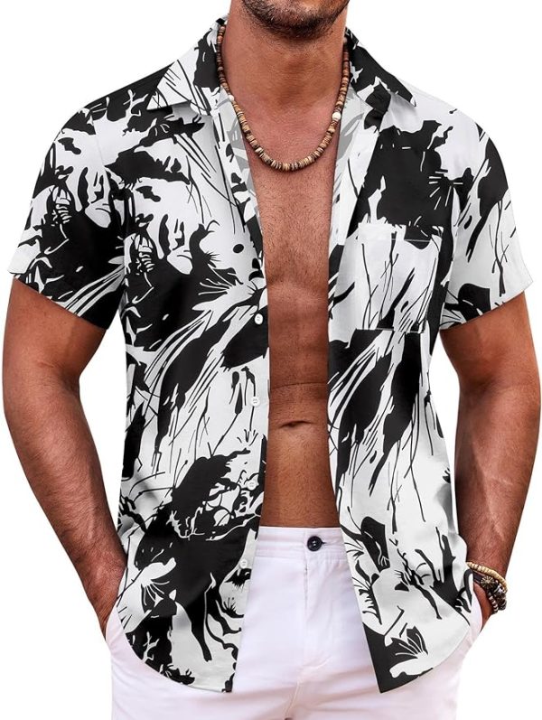 Mens Hawaiian Shirt Short Sleeve Button Down Shirts Tropical Summer Beach Shirts Casual Floral Aloha Shirts Jezsport.com