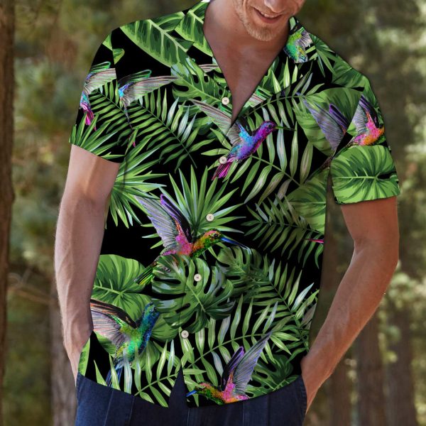 Hummingbird Green Tropical Leaves Hawaii Shirt Jezsport.com