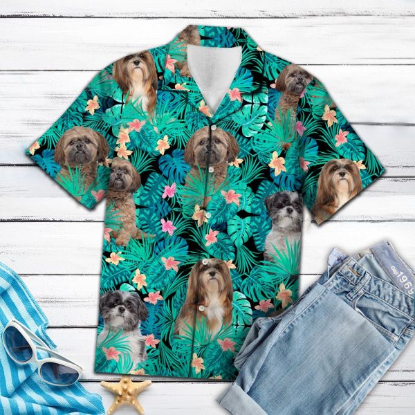 Lhasa Apso Tropical Hawaii Shirt Summer Shirt For Men and Women Jezsport.com