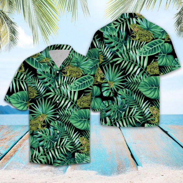 Frog Green Tropical Hawaii Shirt, Summer Shirt For Men and Women, Short Sleeve Jezsport.com