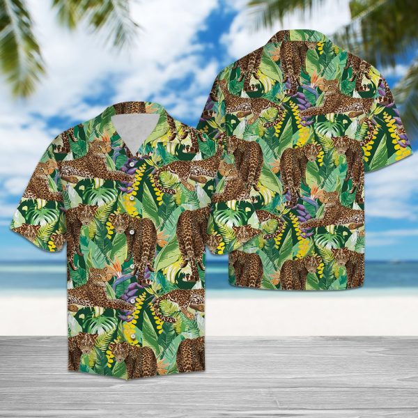 Leopard Tropical Hawaii Shirt Summer Shirt For Men and Women Jezsport.com