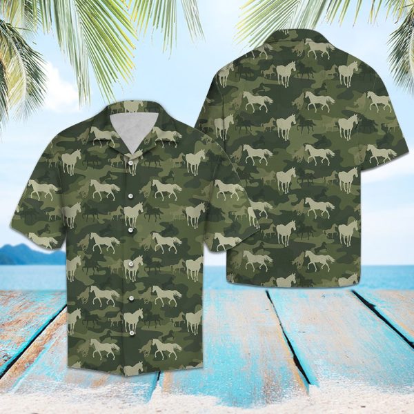 Horse Camo Hawaii Shirt Jezsport.com