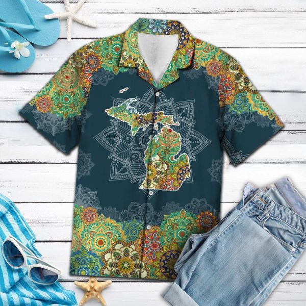 Michigan Floral Mandala Hawaii Shirt Summer Shirt For Men and Women Jezsport.com