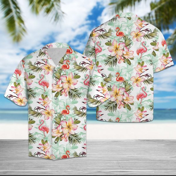 Flamingo Frangipani Flower Hawaii Shirt, Summer Shirt For Men and Women, Short Sleeve Jezsport.com