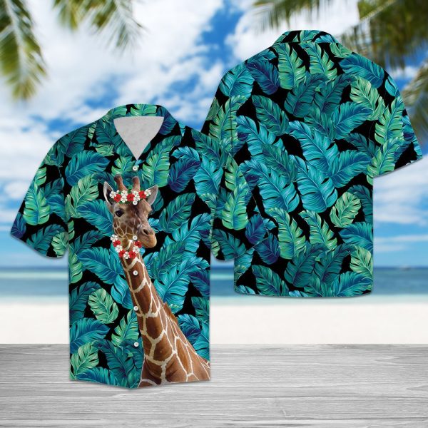 Giraffe Flower Crown Hawaii Shirt Jezsport.com