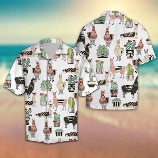 Llama Cactus Hawaii Shirt Summer Shirt For Men and Women Jezsport.com