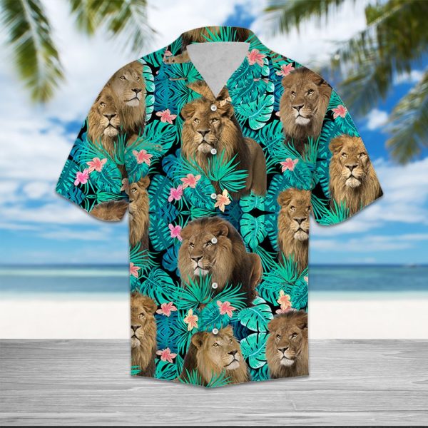 Lion Tropical Hawaii Shirt Summer Shirt For Men and Women Jezsport.com