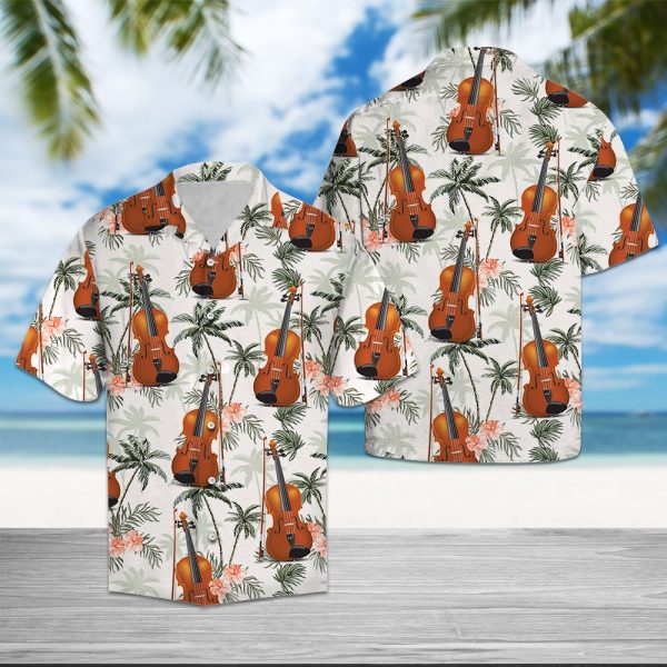 Violin Tropical Vintage Hawaii Shirt, Summer Shirt For Men and Women, Short Sleeve Jezsport.com