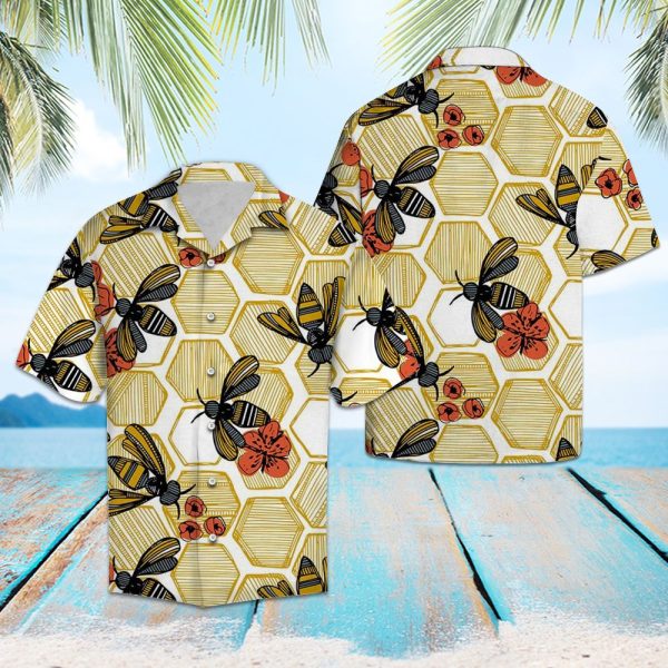 Honey Bee Hexagon Hawaii Shirt, Summer Shirt For Men and Women Jezsport.com