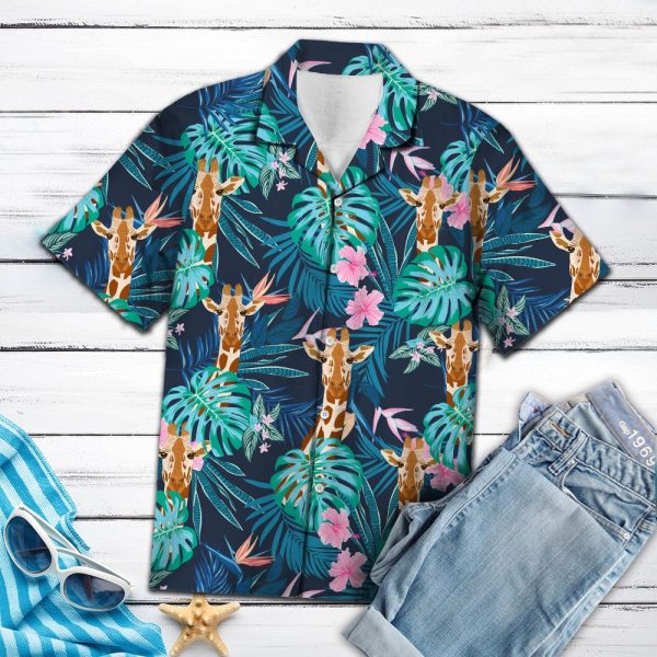 Giraffe Tropical Palm Hawaii Shirt Jezsport.com