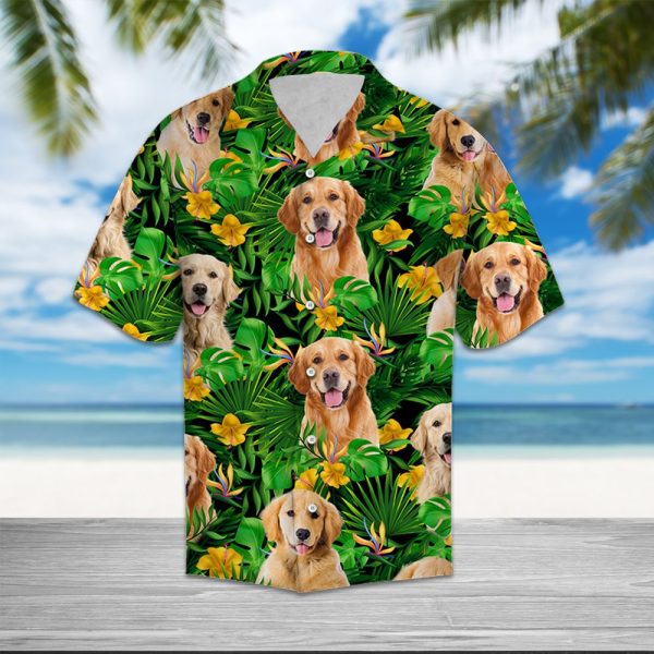 Golden Retriever Tropical Wild Flower Hawaii Shirt Jezsport.com