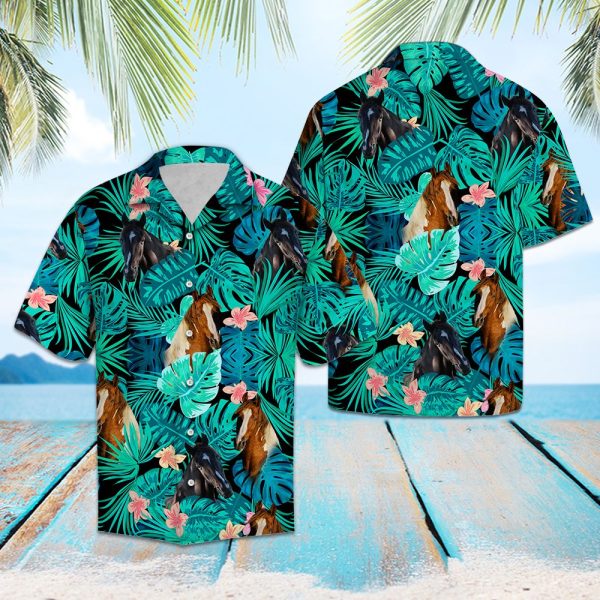 Tennessee Walking Horse Green Tropical Hawaii Shirt Summer Shirt For Men and Women Jezsport.com