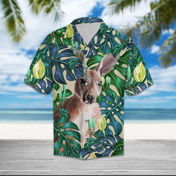 Kangaroo Tropical Leaves Hawaii Shirt Summer Shirt For Men and Women Jezsport.com