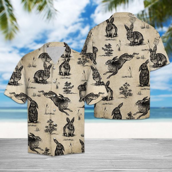 Vintage Rabbit Hawaiian Shirt, Summer Shirt For Men and Women, Short Sleeve Jezsport.com