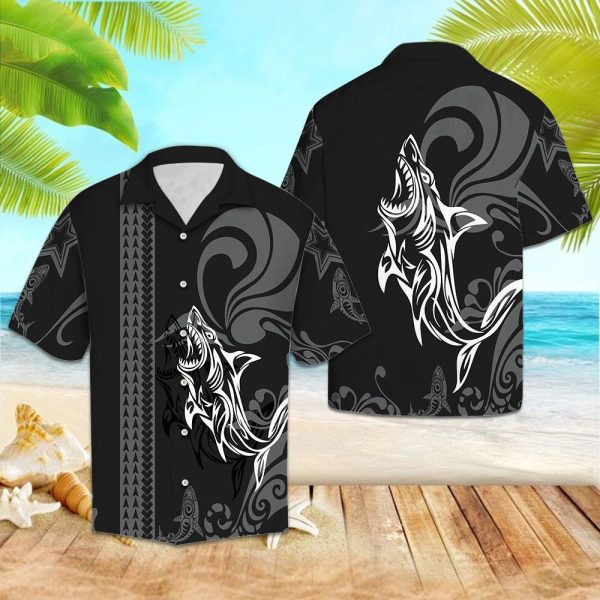 Tribal Shark Pattern Hawaiian Shirt Summer Shirt For Men and Women Jezsport.com