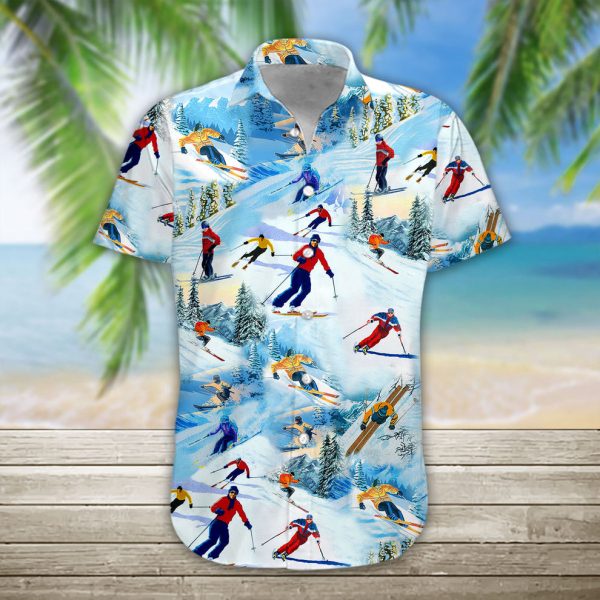 3D Skiing Hawaii Shirt, Summer Shirt For Women and Women, Short Sleeve Jezsport.com