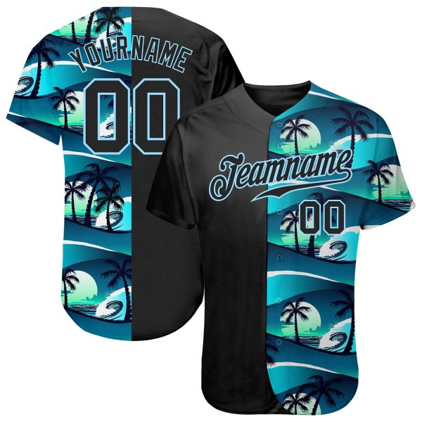 Custom 3d Pattern Design Tropical Hibiscus And Palm Trees Authentic Baseball Jersey Jezsport.com