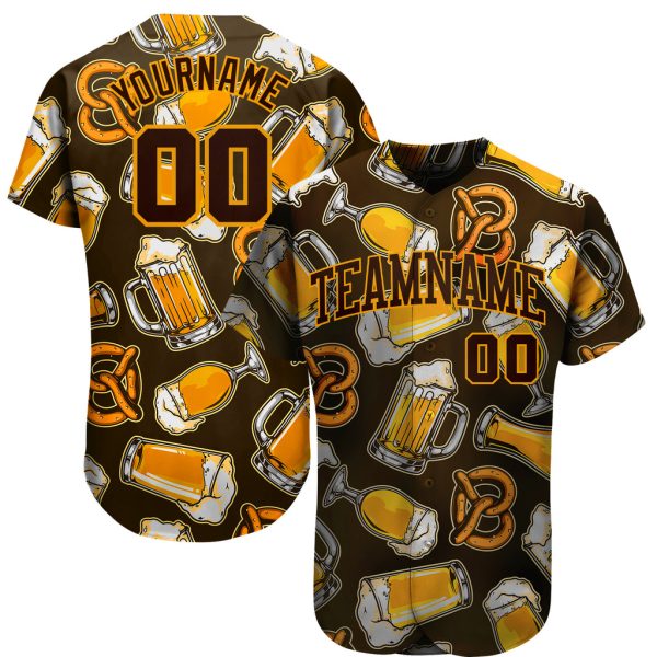 Custom Black Jersey, Personalized Black Baseball Jersey, Custom Baseball Jersey, Custom 3D Pattern Design Beer Authentic Baseball Jersey Jezsport.com