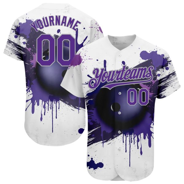 Custom Black Jersey, Personalized Black Baseball Jersey, Custom White Purple-Pink Pattern Music Festival Musical Notes Authentic Baseball Jersey Jezsport.com