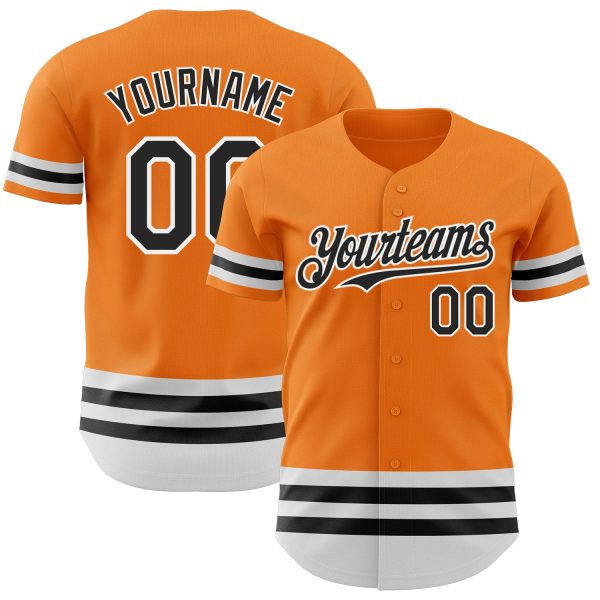 Personalized Baseball Jersey, Custom Jersey,Custom Bay Orange Black-white Line Authentic Baseball Jersey, Custom Baseball Jersey Jezsport.com