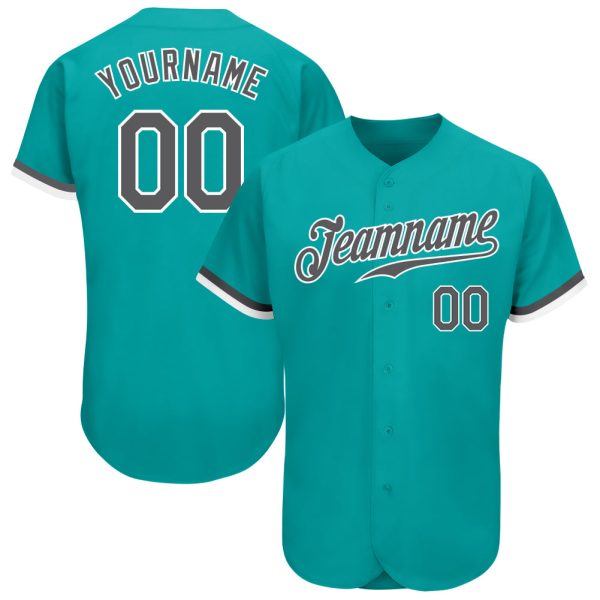 Personalized Baseball Jersey, Custom Jersey, Custom Aqua Steel Gray-white Authentic Baseball Jersey, Custom Baseball Jersey Jezsport.com