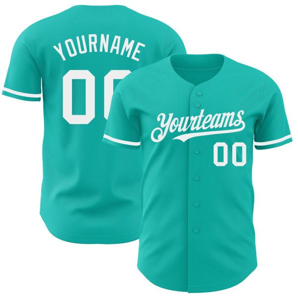 Personalized Baseball Jersey, Custom Jersey, Custom Aqua White Authentic Baseball Jersey, Custom Baseball Jersey Jezsport.com